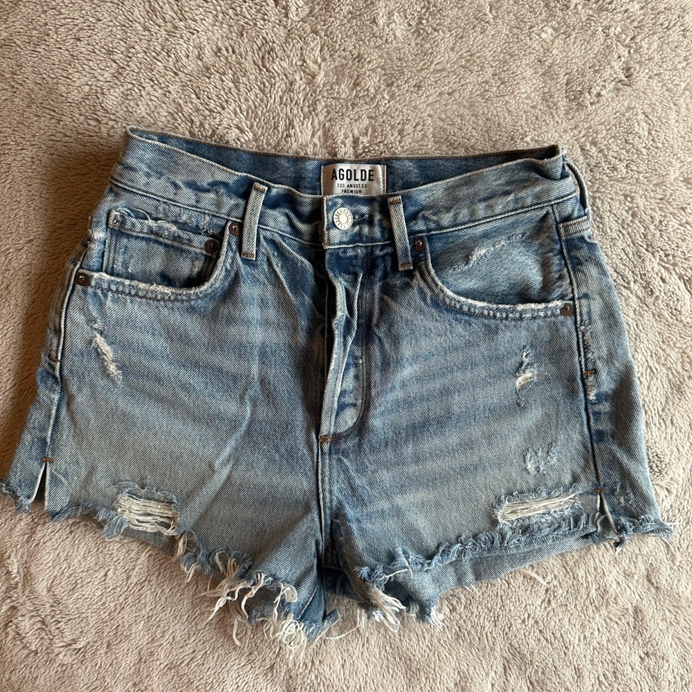 Agolde Parker Jean Shorts Distressed Raw Hem size 26